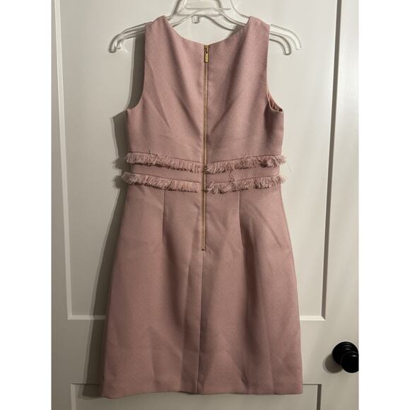 Eliza J Pink Sz 4 Shift Knee Length Sleeveless Dress Tweed Light Academic - Picture 3 of 10